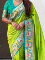 Paithani Meenakari Swan Fancy Border Saree