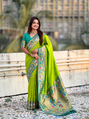 Paithani Meenakari Swan Fancy Border Saree