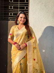 Organza Jamdani Pastel Saree