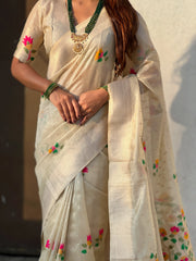Organza Jamdani Pastel Saree