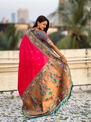 Paithani Meenakari Swan Fancy Border Saree