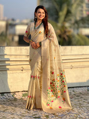 Organza Jamdani Pastel Saree