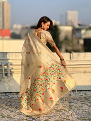 Organza Jamdani Pastel Saree