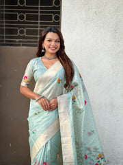 Organza Jamdani Pastel Saree