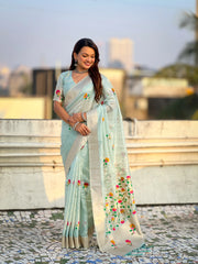 Organza Jamdani Pastel Saree
