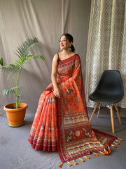 Malai Cotton Kalamkari Printed Saree