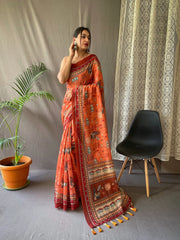 Malai Cotton Kalamkari Printed Saree
