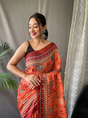 Malai Cotton Kalamkari Printed Saree
