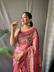 Malai Cotton Kalamkari Printed Saree