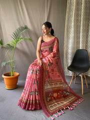 Malai Cotton Kalamkari Printed Saree