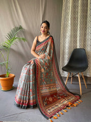 Malai Cotton Kalamkari Printed Saree