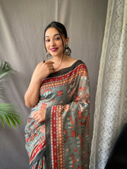 Malai Cotton Kalamkari Printed Saree