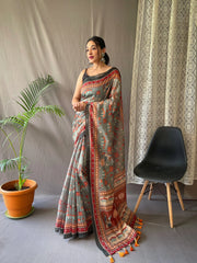 Malai Cotton Kalamkari Printed Saree
