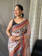 Malai Cotton Kalamkari Printed Saree