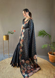 Black Copper and Gold Weaving Soft Silk Saree