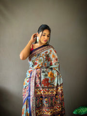 Kalamkari Digital Printed Cotton Saree
