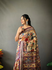 Kalamkari Digital Printed Cotton Saree