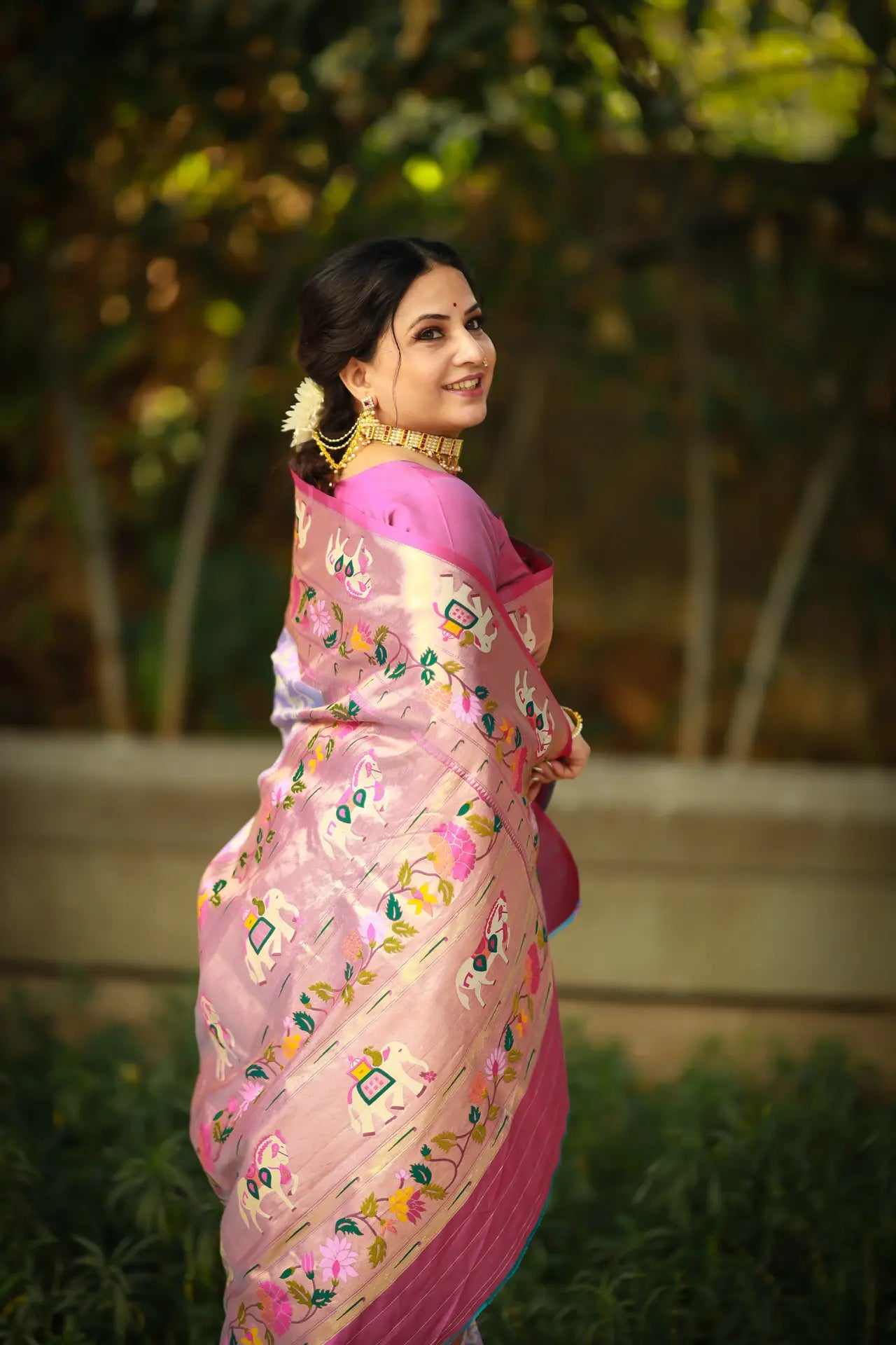 Lucknowi Paithani and Patola Fusion Saree