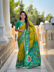Ikkat Soft Silk Patola Guranted Fabric Saree