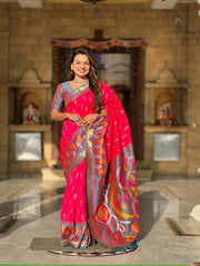 Ikkat Soft Silk Patola Guranted Fabric Saree