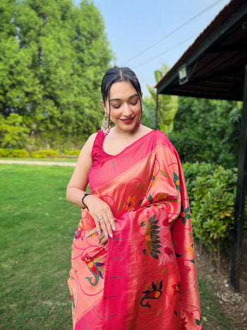 Maharastrian Designer Paithani Soft Silk Saree
