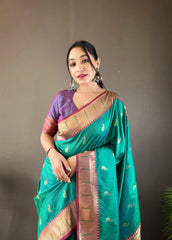 Paithani Soft Silk Contast Border Saree