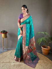 Paithani Soft Silk Contast Border Saree
