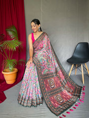Malai Cotton Digital Printed Kalamkari Saree