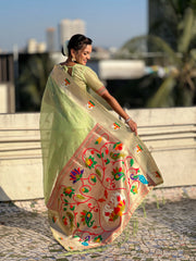 Soft Organza Rajhans Paithani Saree