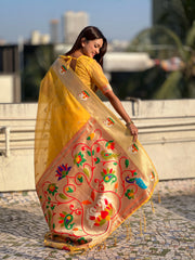 Soft Organza Rajhans Paithani Saree