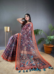 Kalamkari Printed Pure Malai Cotton Saree