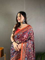 Kalamkari Printed Pure Malai Cotton Saree