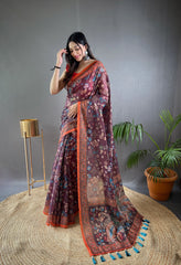 Kalamkari Printed Pure Malai Cotton Saree