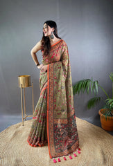 Kalamkari Printed Pure Malai Cotton Saree
