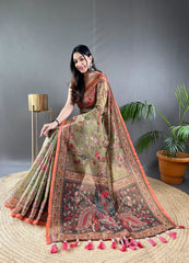 Kalamkari Printed Pure Malai Cotton Saree