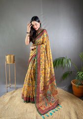 Kalamkari Printed Pure Malai Cotton Saree
