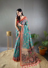 Kalamkari Printed Pure Malai Cotton Saree