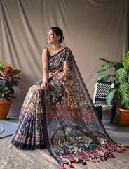 Soft Cotton Kalamkari Printed Saree