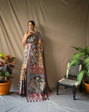 Soft Cotton Kalamkari Printed Saree