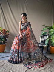 Soft Cotton Kalamkari Printed Saree