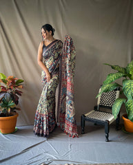 Soft Cotton Kalamkari Printed Saree