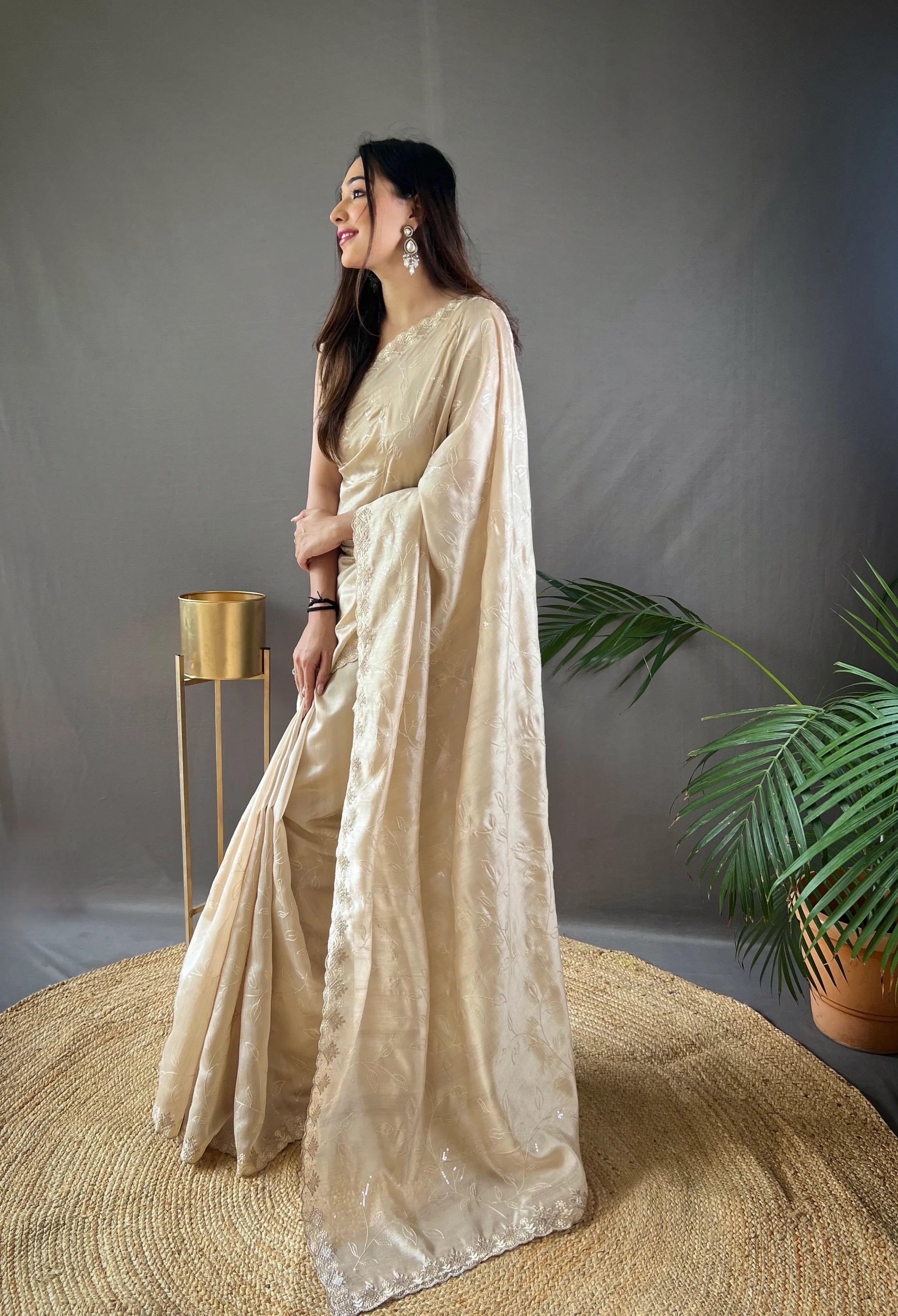 Ruhi Silk Jaal Work Sequence Saree