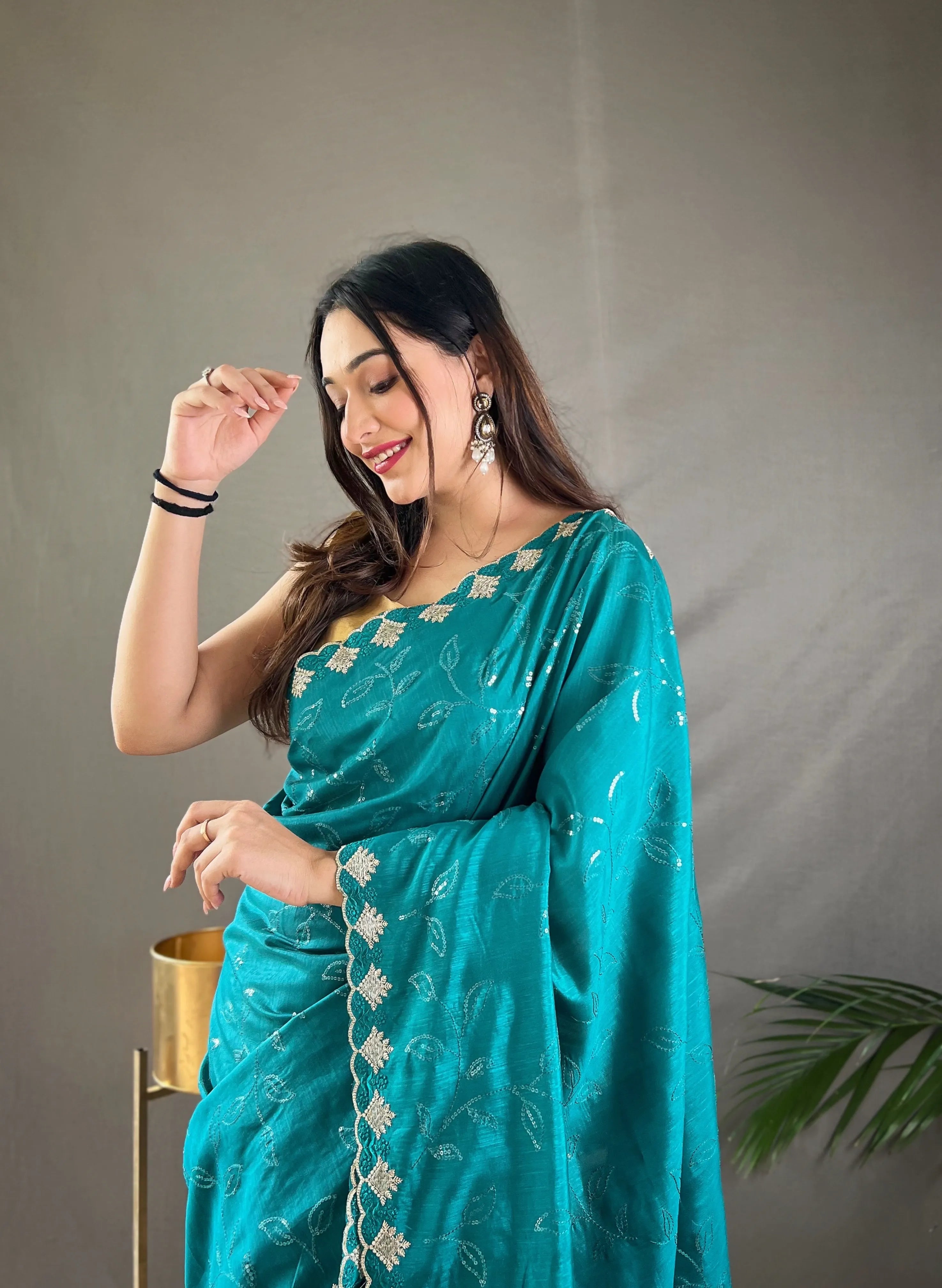 Ruhi Silk Jaal Work Sequence Saree