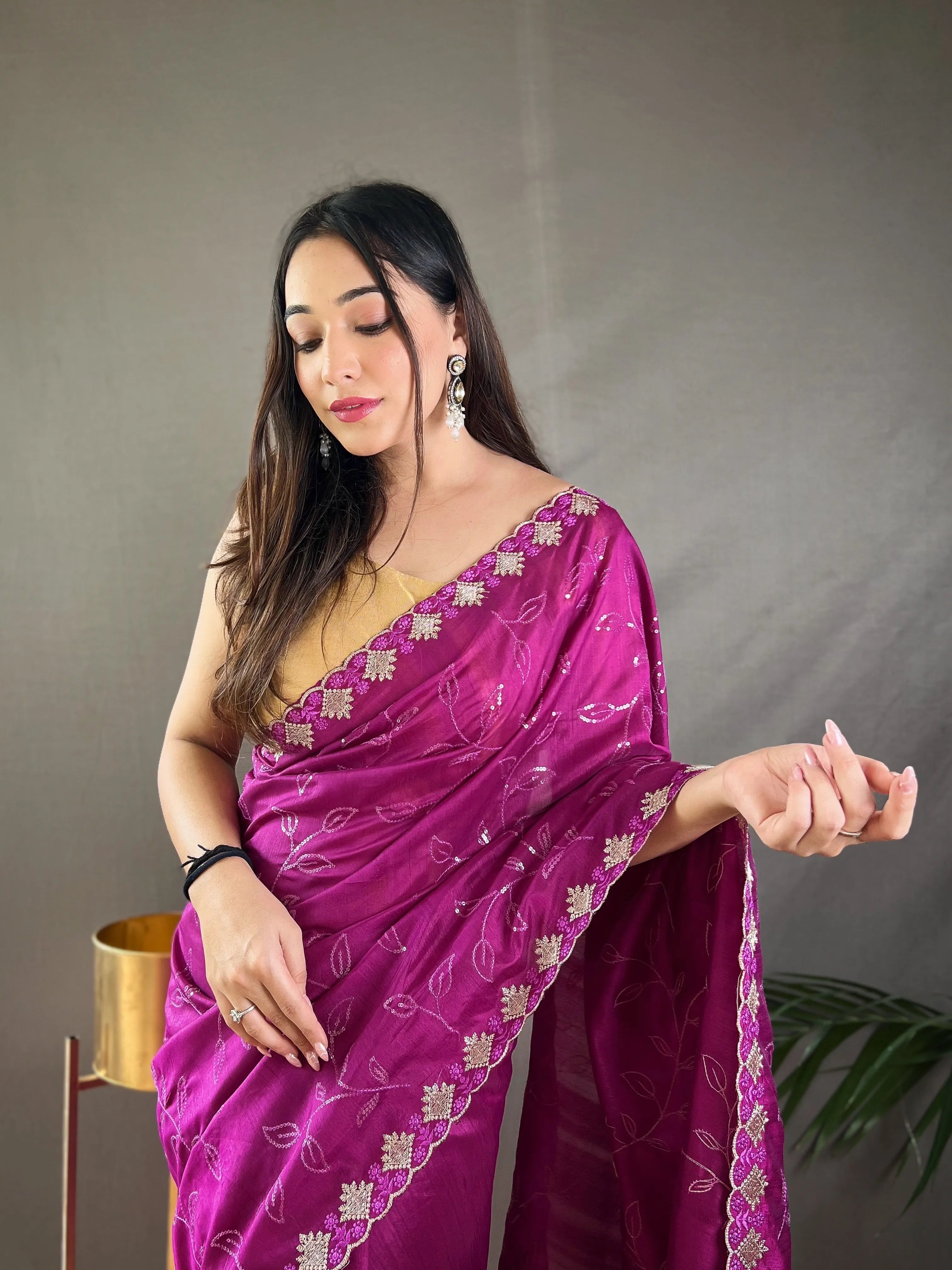Ruhi Silk Jaal Work Sequence Saree