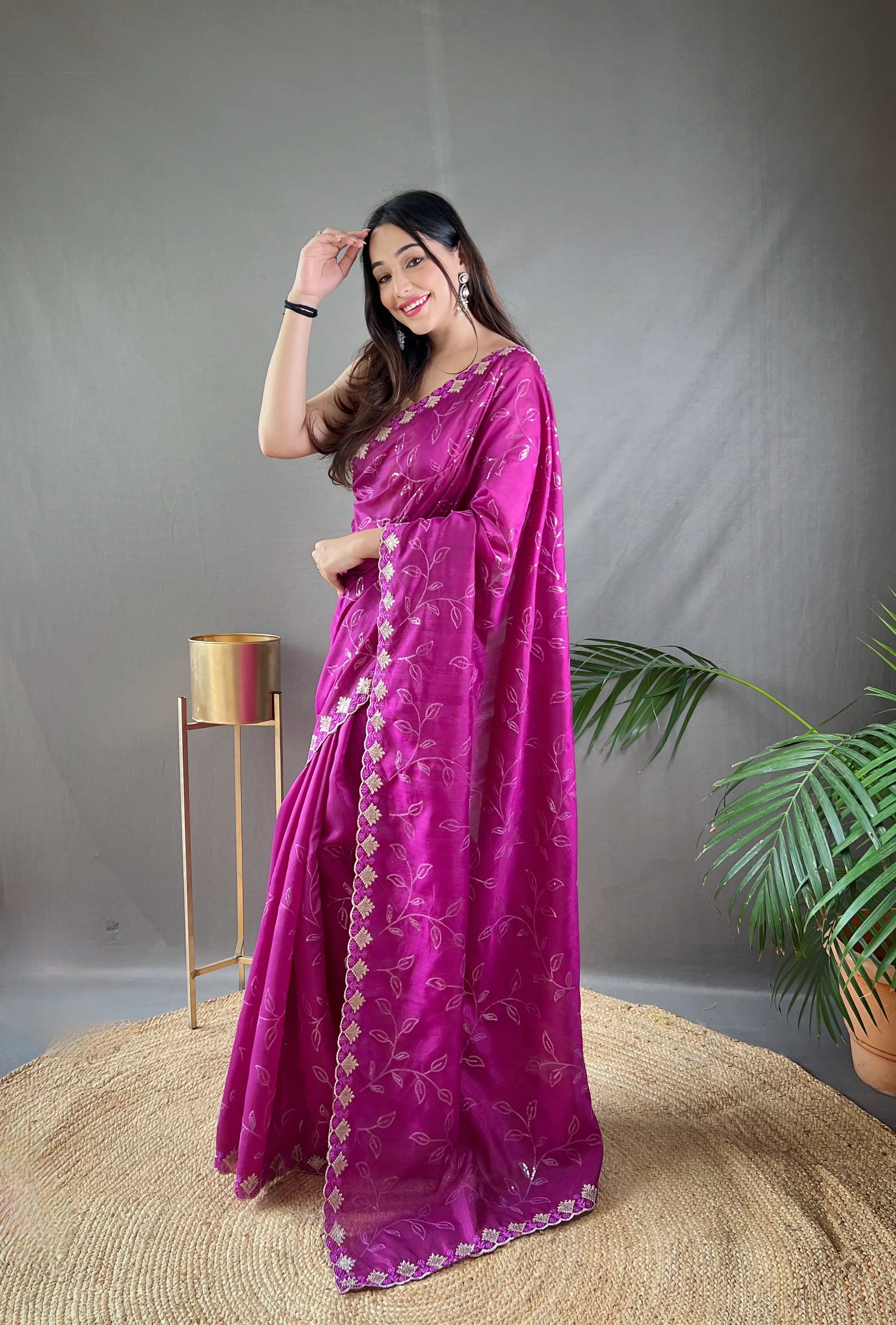 Ruhi Silk Jaal Work Sequence Saree