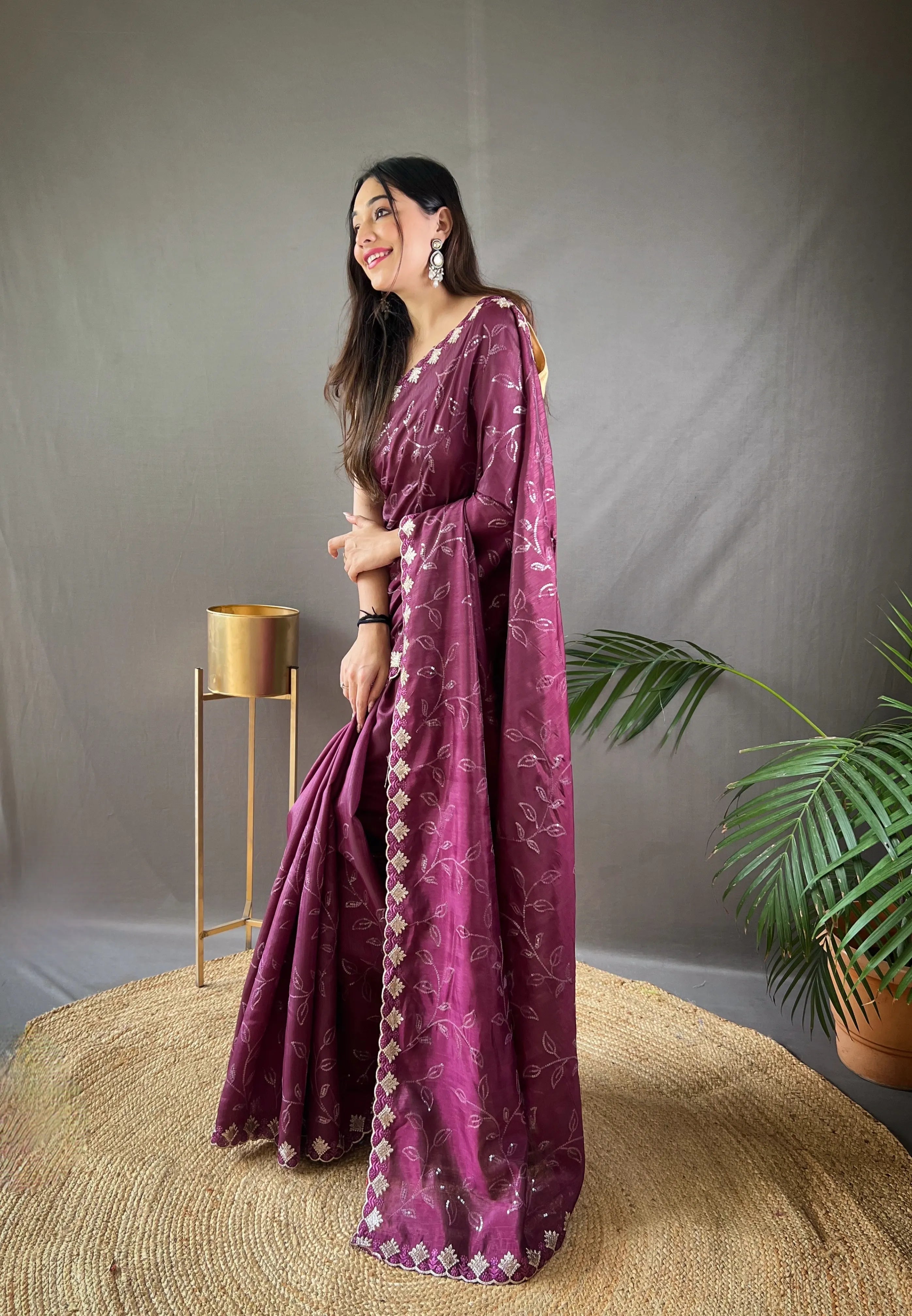 Ruhi Silk Jaal Work Sequence Saree