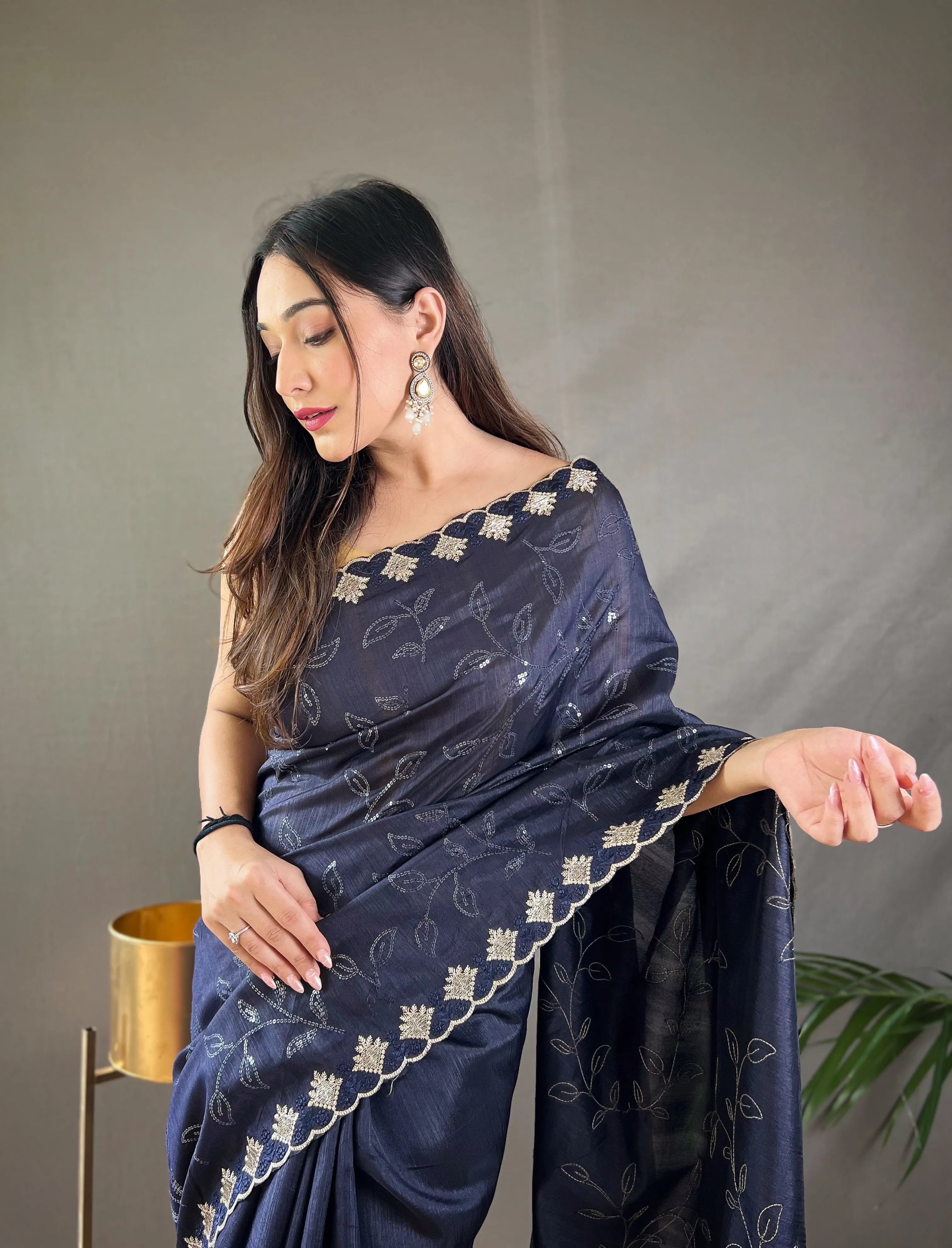 Ruhi Silk Jaal Work Sequence Saree
