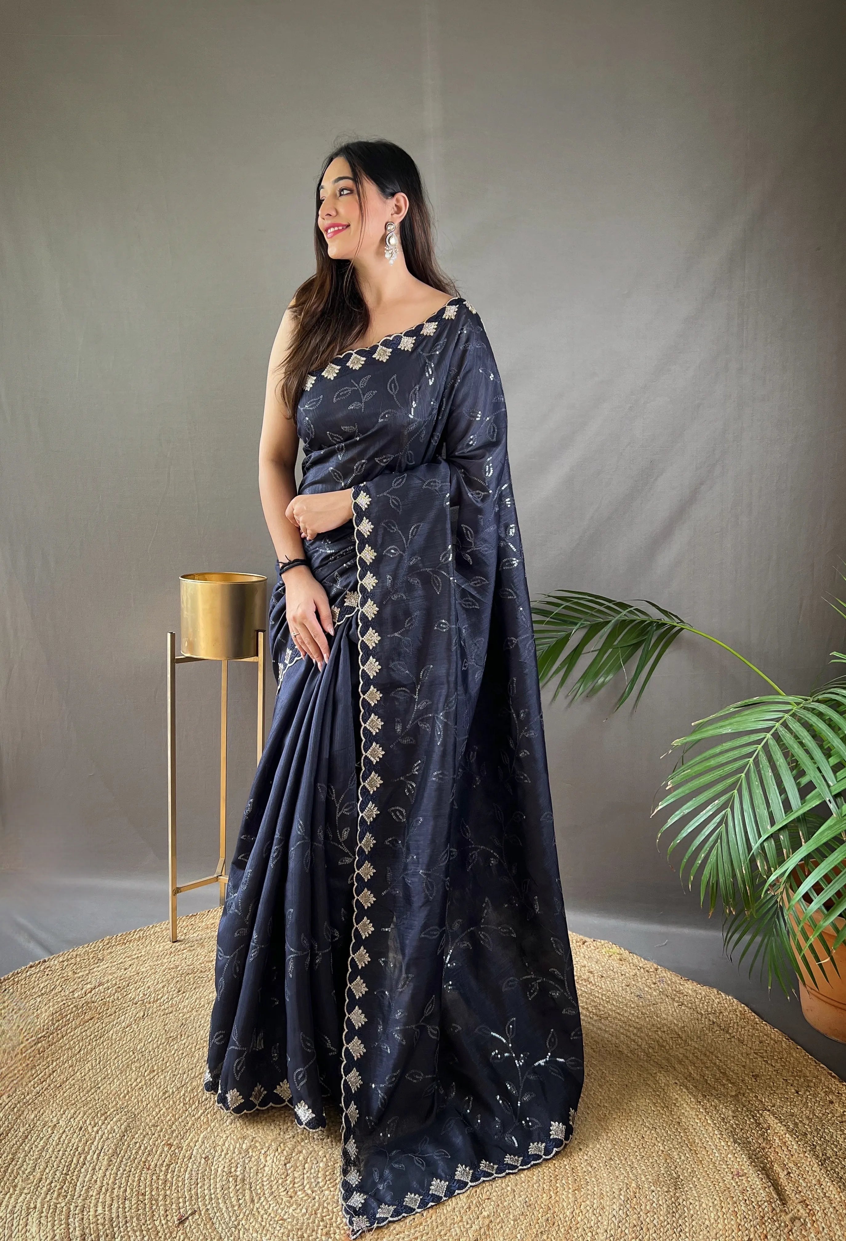 Ruhi Silk Jaal Work Sequence Saree