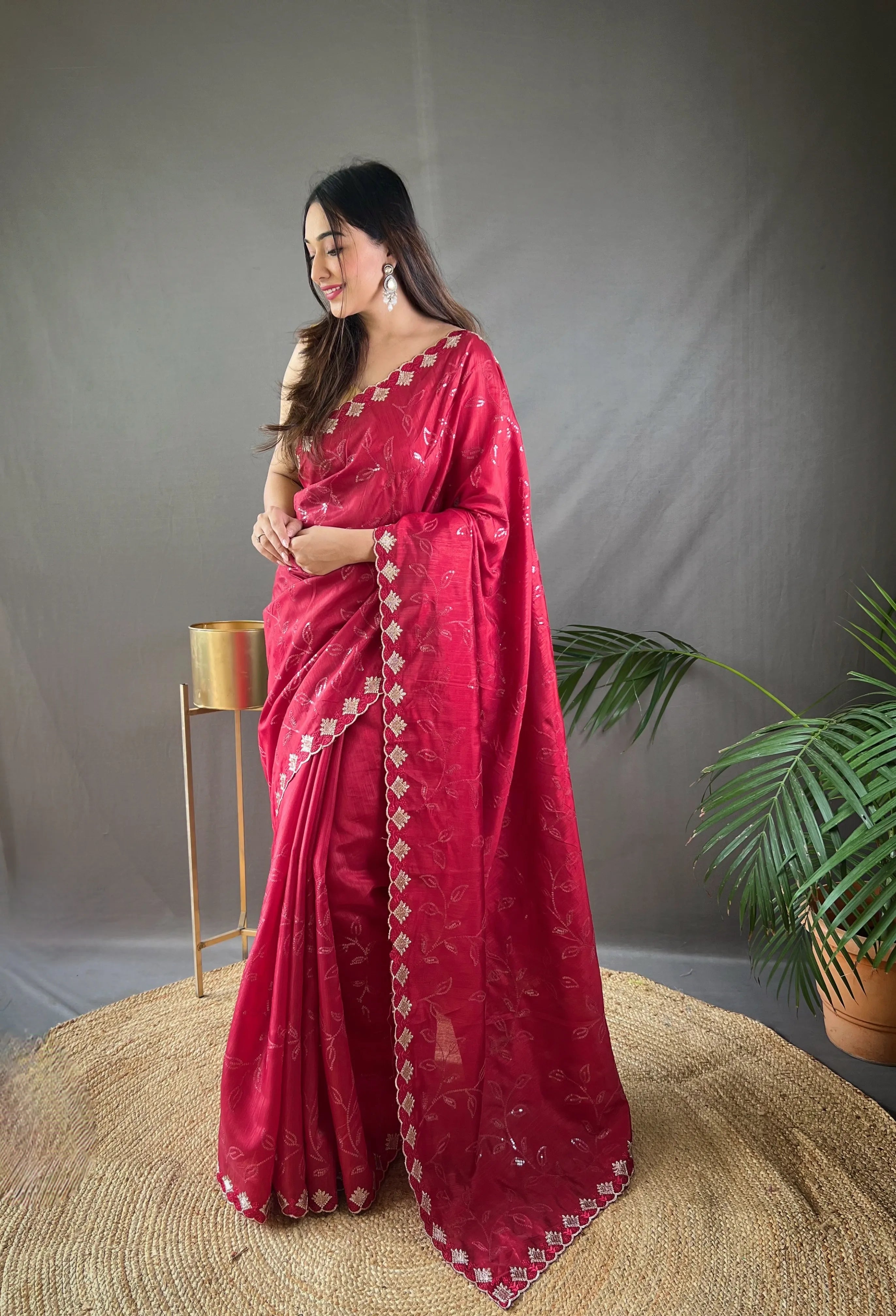 Ruhi Silk Jaal Work Sequence Saree