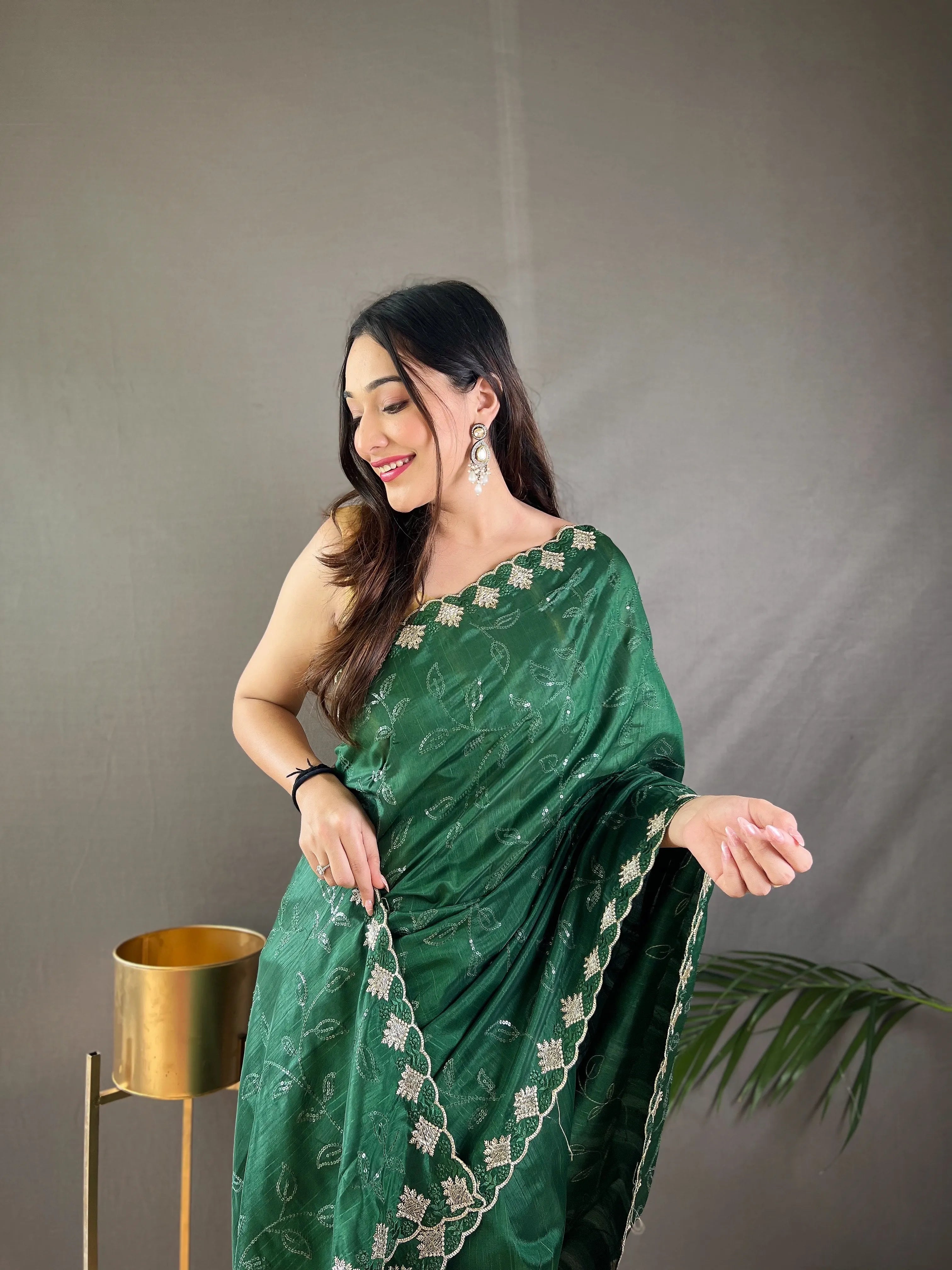Ruhi Silk Jaal Work Sequence Saree